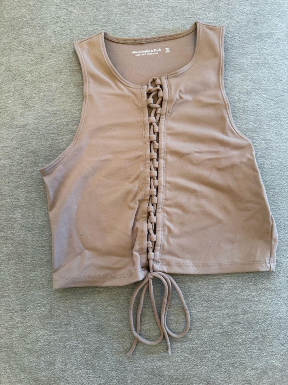 Abercrombie & Fitch Taupe Lace-Up Crop Tank Top